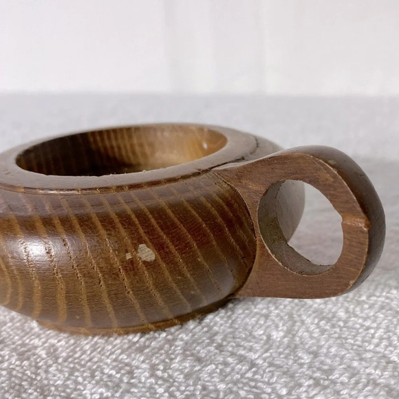 Vintage Handmade Wooden Candle Holder With Handle - Picture 3 of 12